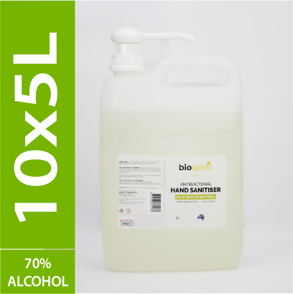 10 x 5L Biogenic Hand Sanitiser ($9 per litre)